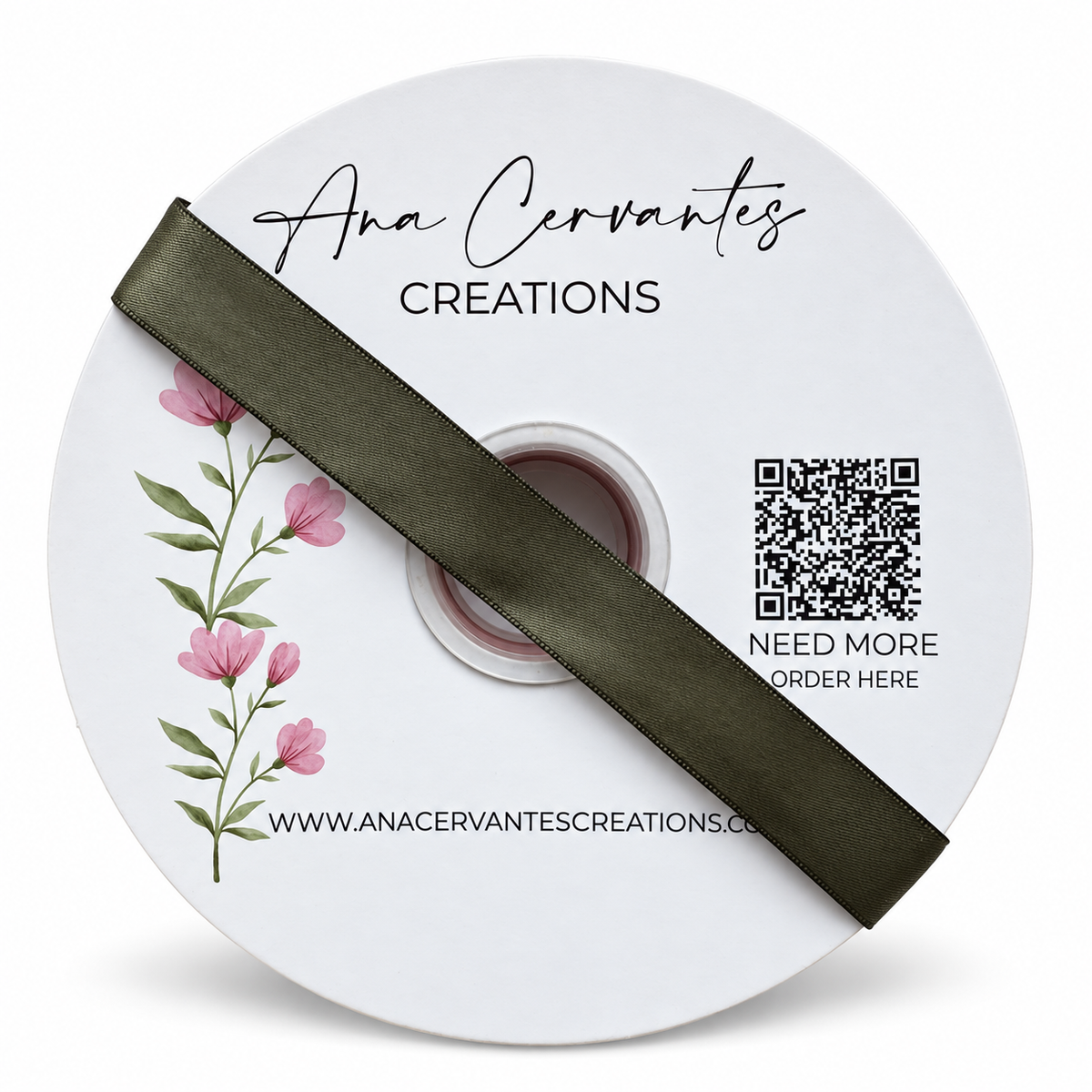 7/8” Double-Faced Satin Ribbon - 100 yards (Deep Sage)