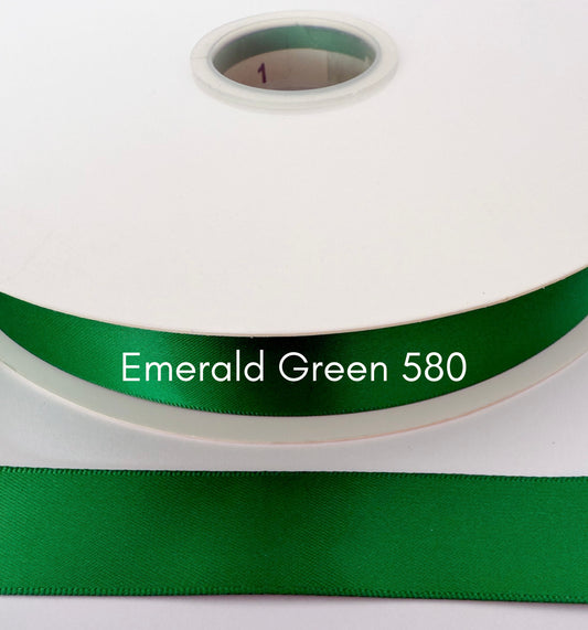 7/8” Double-Faced Satin Ribbon - 100 yards (Emerald)