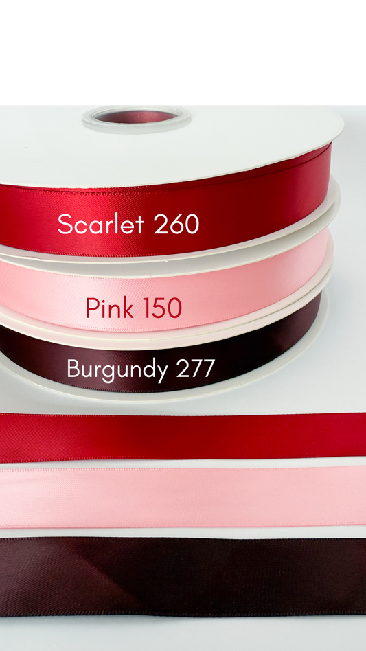 7/8” Double-Faced Satin Ribbon - 100 yards (Valentine)