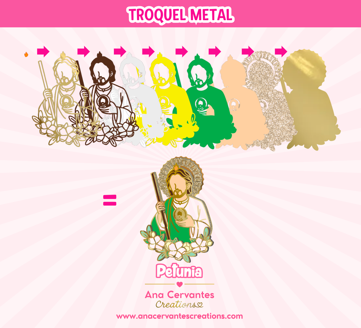 PREORDER END OF JUNE - Metal Die (METAL) - Petunia x Ana Cervantes Creations™ - San Judas Tadeo Half Body
