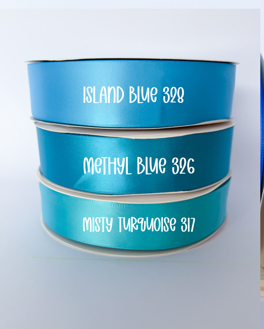 1.5” Satin Double-Faced Ribbon - 100 yards (Ocean Blues)