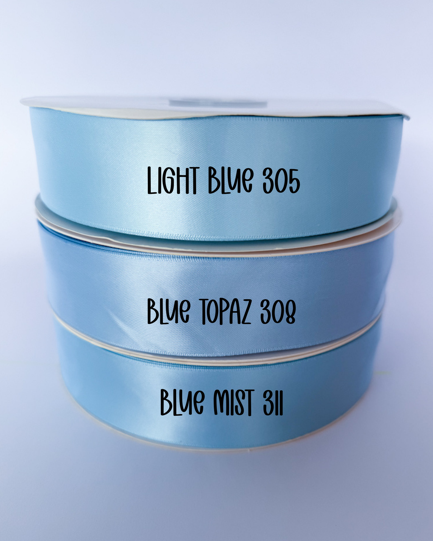 1.5” Satin Double-Faced Ribbon - 100 yards (Light Blues)