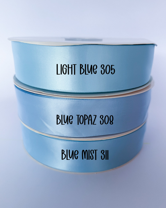 1.5” Satin Double-Faced Ribbon - 100 yards (Light Blues)