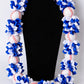 Blue and white satin ribbon graduation lei with baseballs