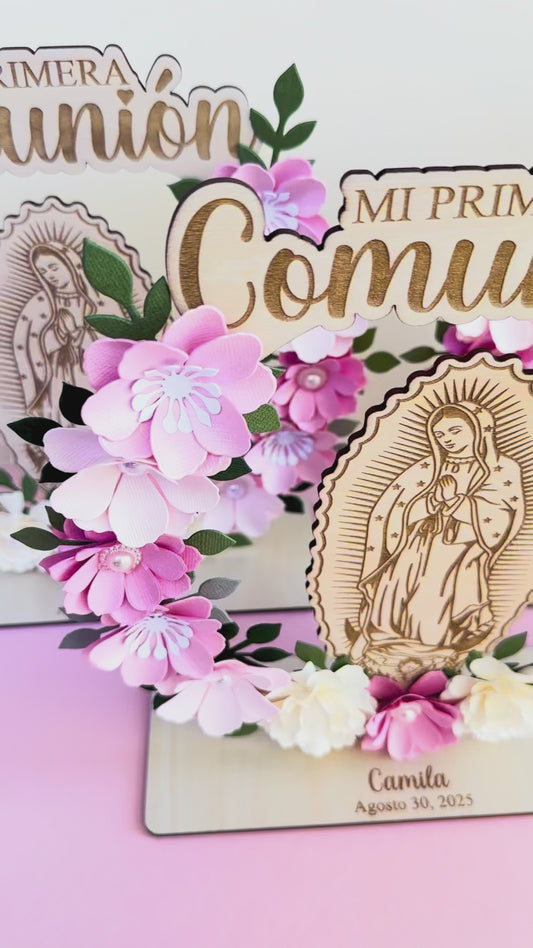 Recuerdos/Centros de Mesa para Primera Comunión Virgen de Guadalupe