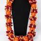 Burgundy and gold satin ribbon graduation lei with basketballs
