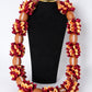 Burgundy and gold satin ribbon graduation lei with footballs